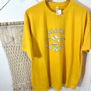 Hawaii Island Maui Kaui Oahu Yellow Happy Aloha ABC Store Palm Tree T-Shirt XL